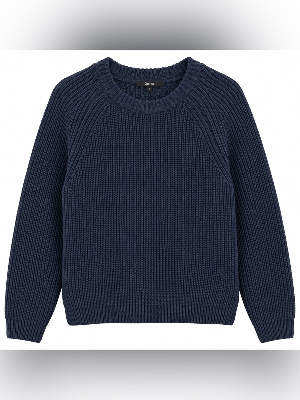 Quince Women’s S Navy Blue 100% Organic Cotton Fisherman Crewneck Knit Sweater